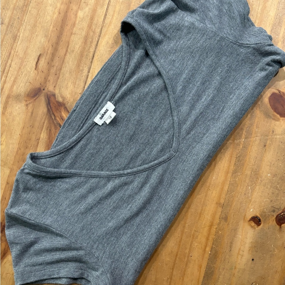 Charcoal V-Neck Crop Top